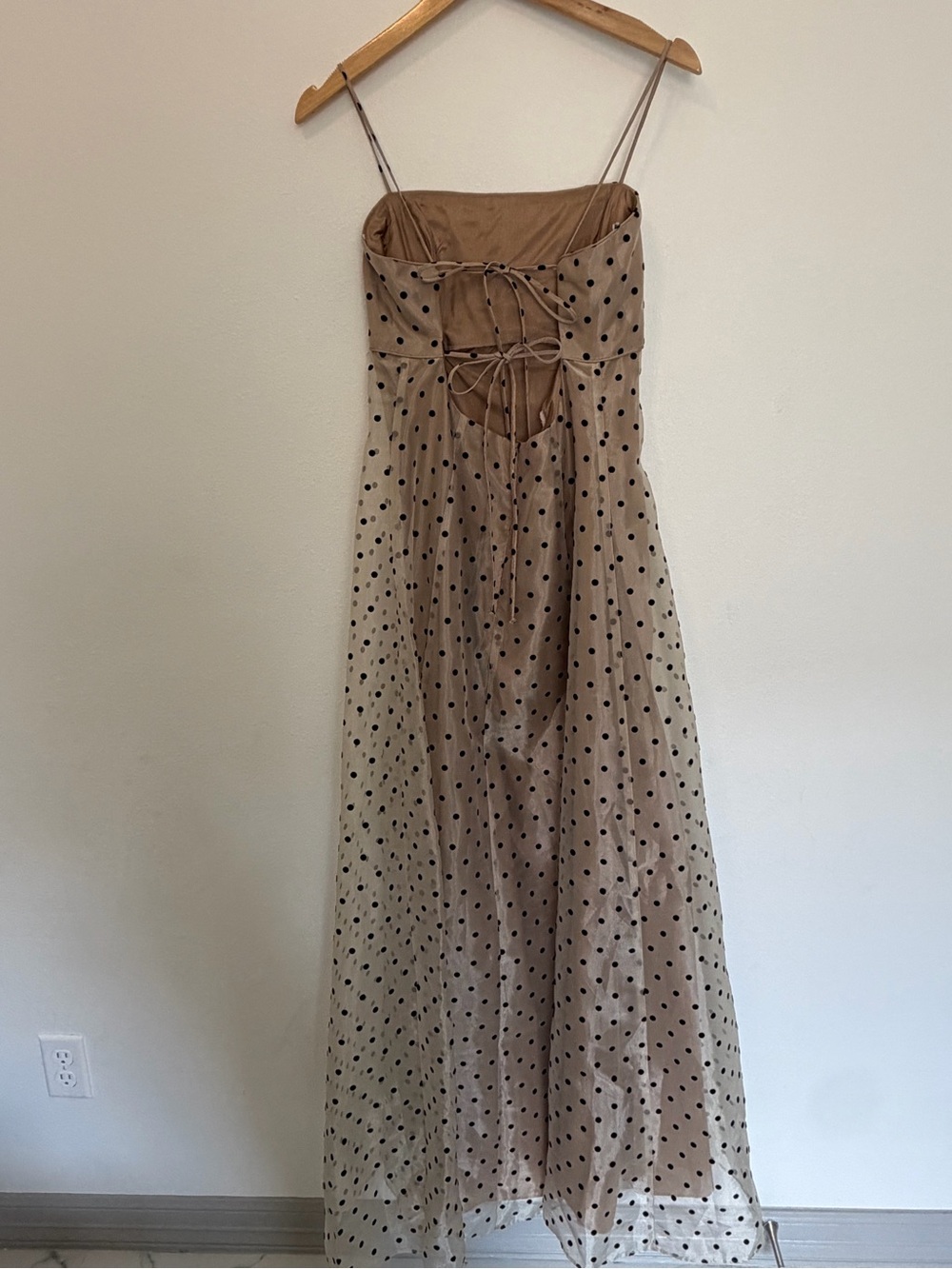 Polka Dot Vintage 90s Blondie Nites Maxi Dress medium Open Back Prom Formal - Picture 5 of 9